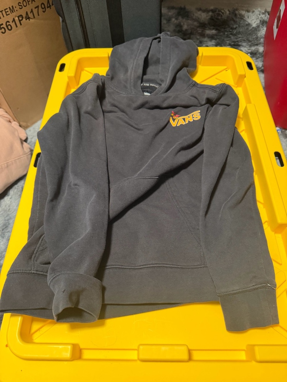 Vans Black Crewneck Hoodie with Yellow Logo